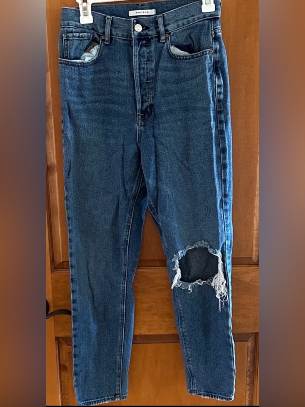 PacSun Ultra High Rise Slim Button Fly Ripped Jeans 27